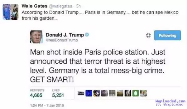 He wants to be US president but thinks Paris is in Germany...lol